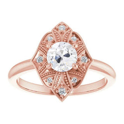 Runder Altschliff Diamant Halo Ring 4 Zinken Set 2,50 Karat Schmuck