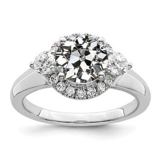 Runder Altschliff Diamant Halo Ring Damen Goldschmuck 4 Karat - harrychadent.ch