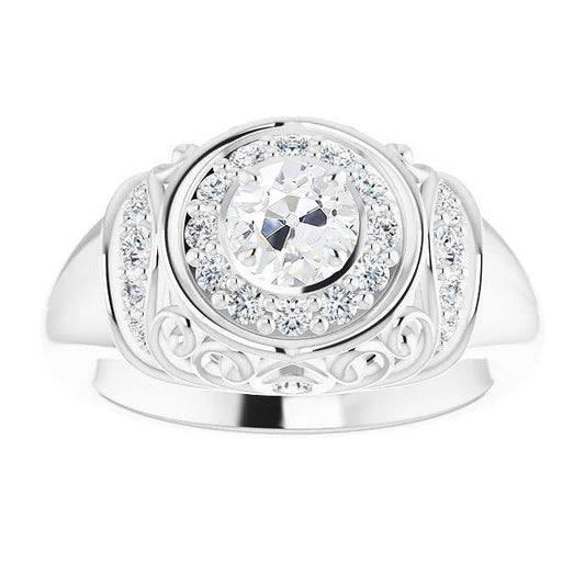 Runder Altschliff-Diamantring im antiken Stil mit dickem Schaft 2,75 Karat - harrychadent.ch