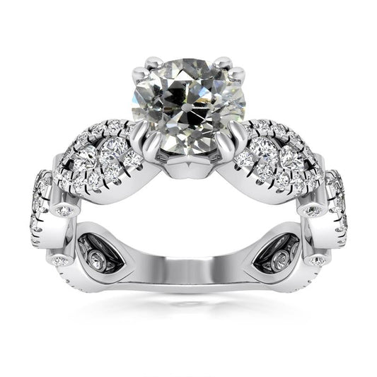 Runder Altschliff-Diamantring im Vintage-Stil, Doppelstift-Set 7,25 Karat - harrychadent.ch