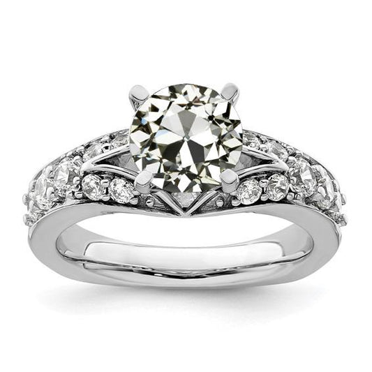 Runder Altschliff-Diamantring mit gespaltenem Schaft, 4 Karat Gold - harrychadent.ch
