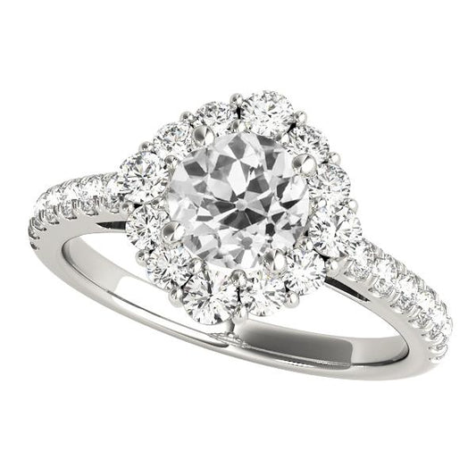 Runder Diamant Halo Ring Alteuropäischer 4,50 Karat Weißgold 14K - harrychadent.ch