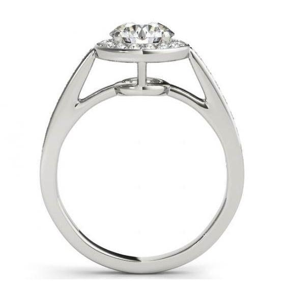 Runder Diamant-Halo-Verlobungsring 1,50 Karat Weißgold 14K