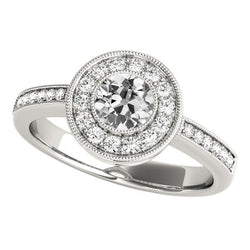 Runder Halo Altschliff Diamantring Lünette 3,50 Karat Milgrain Shank