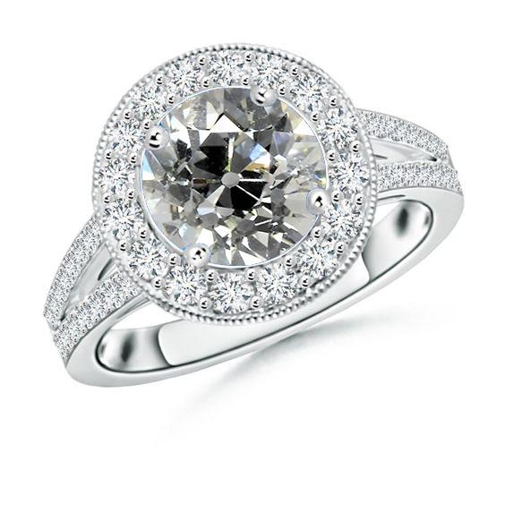 Runder Halo Diamant Old Cut Ring 3,50 Karat Milgrain Gold Split Shank - harrychadent.ch