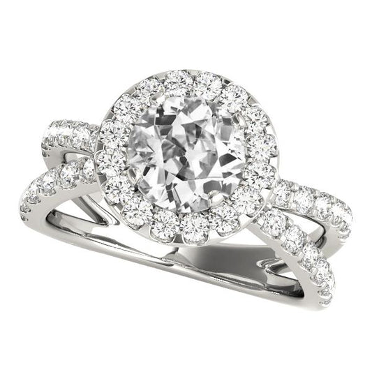 Runder Halo Old Mine Cut Diamant Ehering Split Shank 5,50 Karat - harrychadent.ch