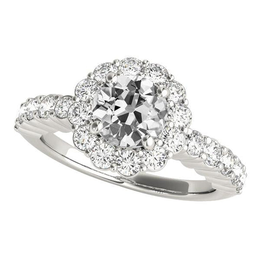 Runder Jahrestag Old Mine Cut Halo Diamantring Krappenset 4,75 Karat - harrychadent.ch