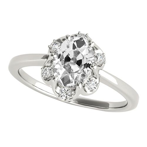 Runder & Ovaler alter Bergmann Diamant Halo Ehering 6 Zinken Set 4 Karat - harrychadent.ch