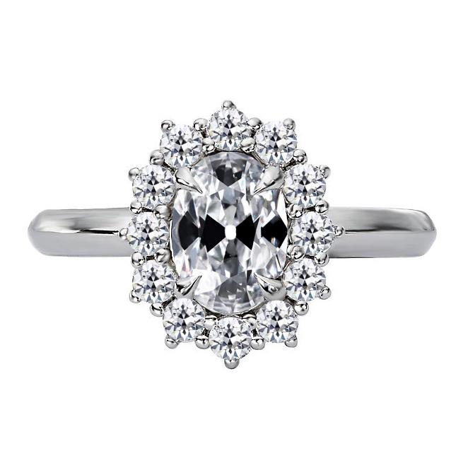 Runder & Ovaler alter Bergmann Diamant Halo Ring Blumenstil 6.50 Karat - harrychadent.ch