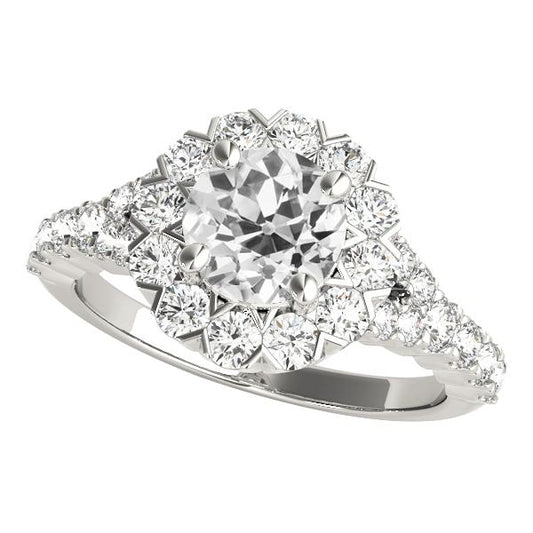 Star Style Halo Ring runder alter Minenschliff Diamantschmuck 4,50 Karat - harrychadent.ch