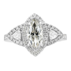 Trillion & Marquise alter Bergmann Diamant Halo Ring 9,50 Karat Gold