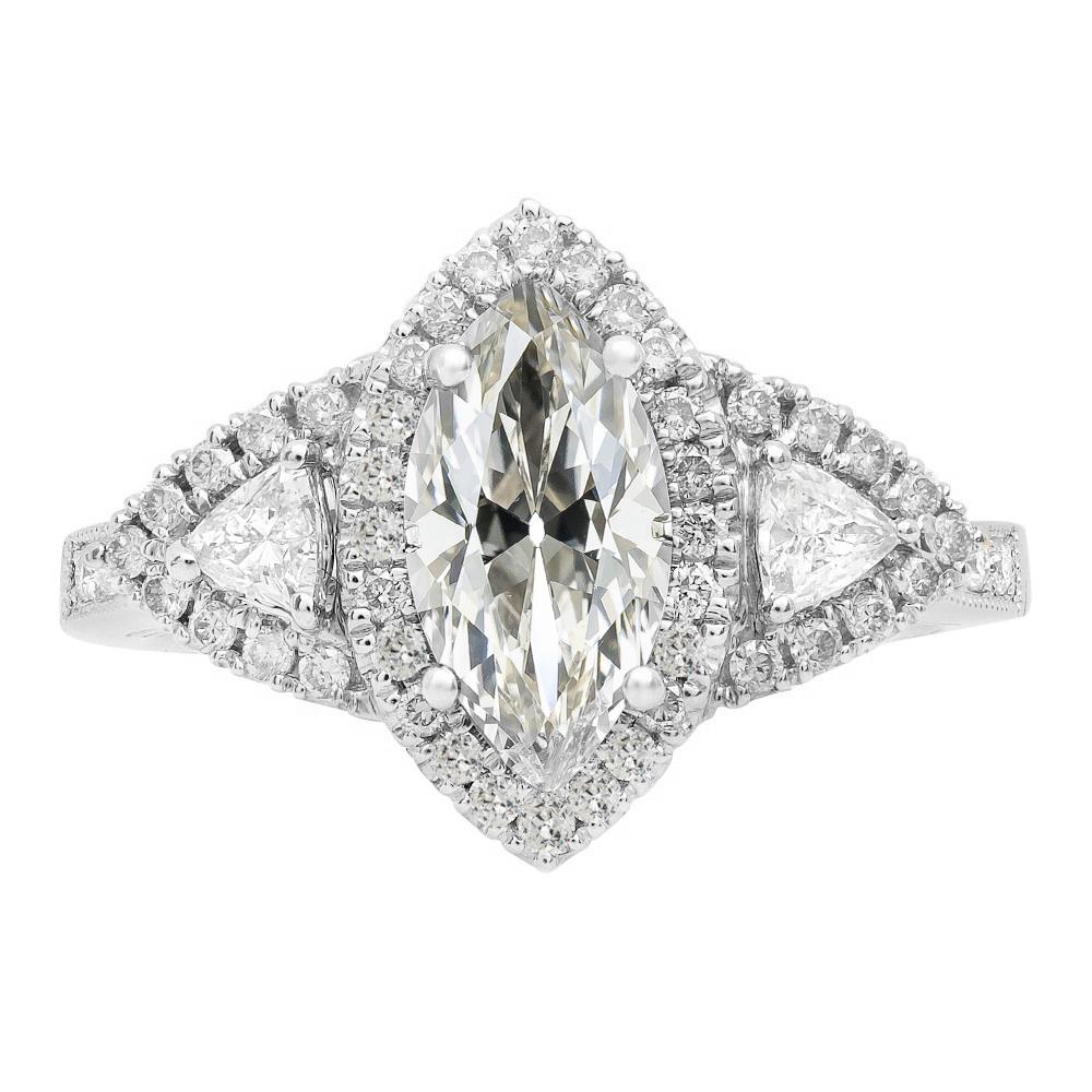 Trillion & Marquise alter Bergmann Diamant Halo Ring 9,50 Karat Gold - harrychadent.ch