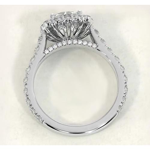 Vintage-Stil Diamant Halo Ring 4,50 Karat Weißgold 14K - harrychadent.ch