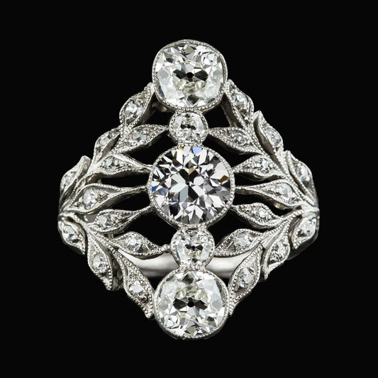 Vintage Stil Ehering Alter Minenschliff Diamant Blatt Stil 3 Karat - harrychadent.ch