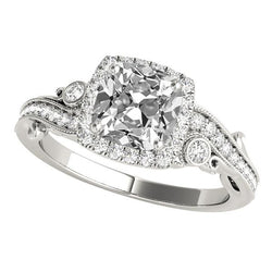 Vintage Stil Halo Kissen alter Bergmann Diamantring 7,75 Karat Milgrain