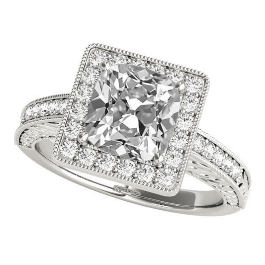 Vintage Stil Halo Kissen alter Bergmann Diamantring 8,50 Karat Milgrain - harrychadent.ch