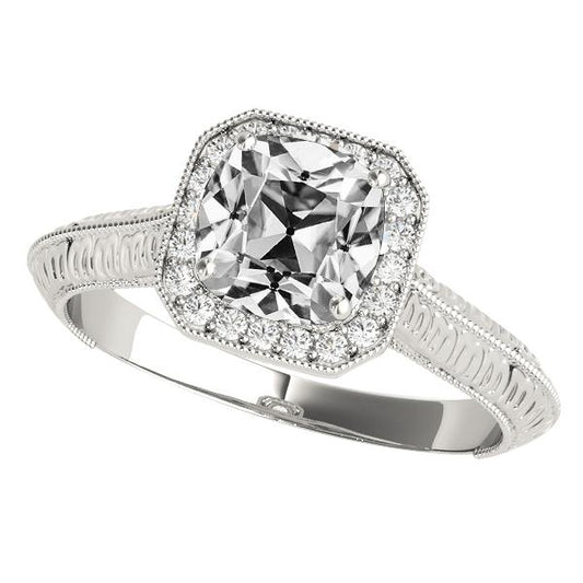 Vintage Stil Halo Kissen Old Mine Cut Diamantring 6,50 Karat - harrychadent.ch