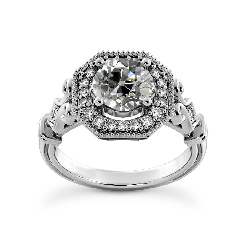 Vintage-Stil Halo Old Cut runder Diamantring 3,50 Karat Gold - harrychadent.ch