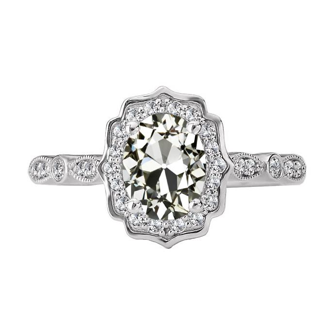 Vintage Stil Halo Ring Rund & Oval Altschliff Diamant 5,50 Karat - harrychadent.ch