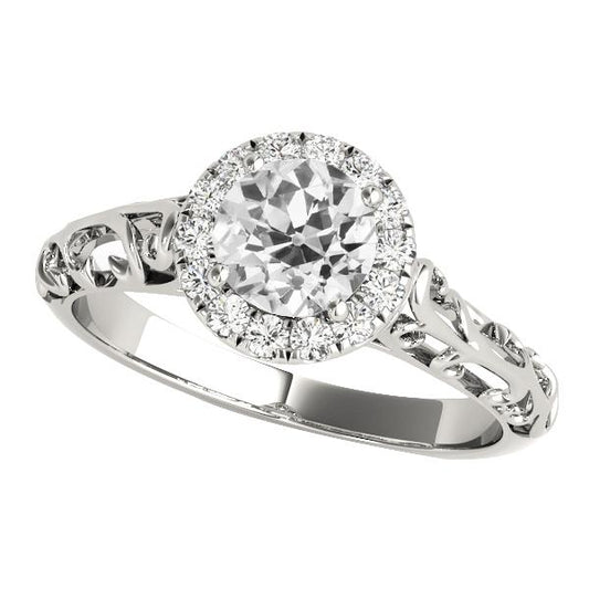 Vintage Stil Halo Runder alter europäischer Diamantring 3,25 Karat - harrychadent.ch