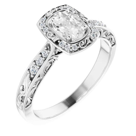 Vintage Stil Halo Verlobungsring Kissen Altschliff Diamant 3,25 Karat - harrychadent.ch