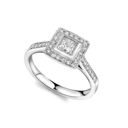 Vintage-Stil Prinzessin und Diamant-Halo-Ring im Rundschliff 2.60 Ct