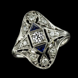 Vintage-Stil Runder alter Bergmann Diamant Blauer Saphir Ring 2,25 Karat