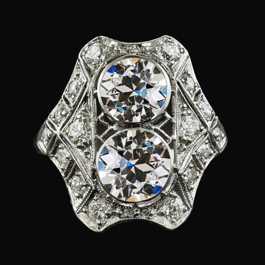 Vintage Stil Runder alter Bergmann Diamant Ehering Lünette Set 7 Karat - harrychadent.ch