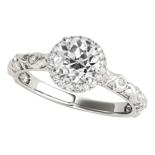 Vintage-Stil Runder Halo alter Bergmann Diamantring 3,50 Karat Filigran - harrychadent.ch
