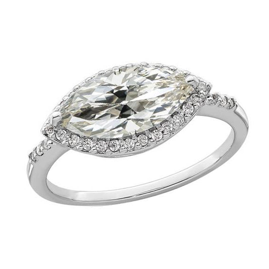 Weißgold Halo Ring Marquise Old Mine Cut Diamant 6 Karat Schmuck - harrychadent.ch