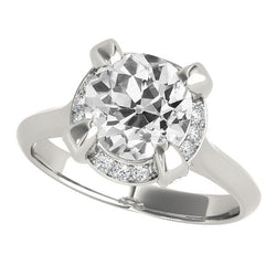 Weißgold Halo-Verlobungsring Rund alter Bergmann Diamanten 5 Karat