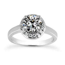 Weißgold Halo-Verlobungsring runder alter Bergmann Diamant 3,25 Karat