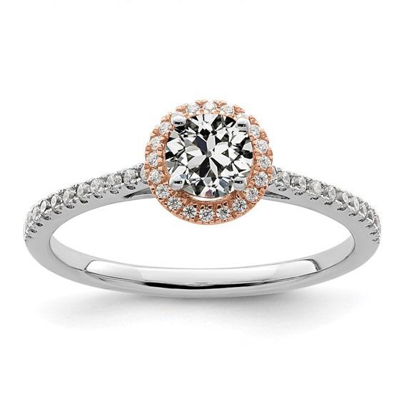 Zweifarbiger Halo Ehering mit Akzenten Altschliff Diamant 3 Karat - harrychadent.ch