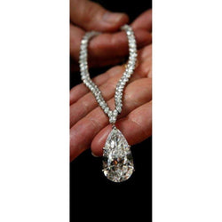 35 Karat Birnen-Diamant-Halskette aus massivem Weißgold 14K