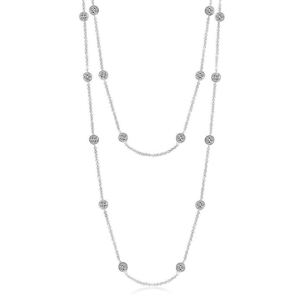7 Kt Damen Yard Of Diamants Halskette Lünette Milligrain Long