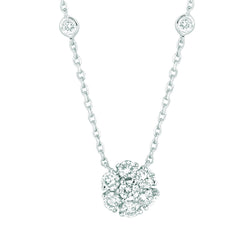 Blume Lünette Diamant Cluster Halskette 2,50 Karat 14K Weißgold
