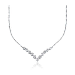 Damen Halskette 2 Karat mit funkelnden Diamanten im Rundschliff Weißgold 14K