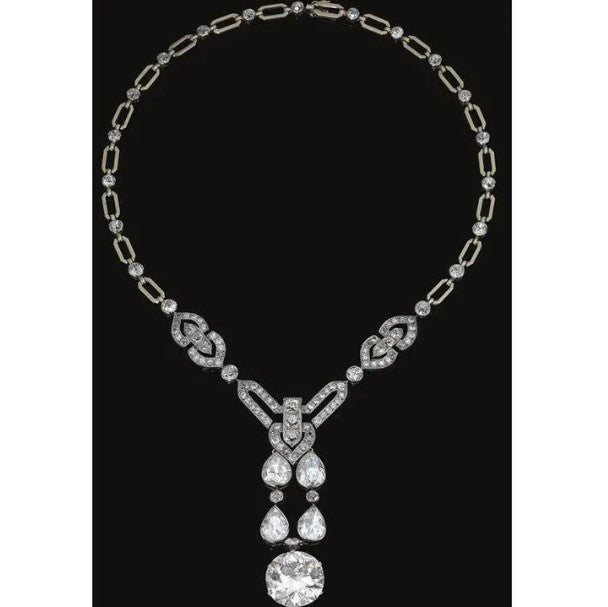 Like La Belle Epoque Jewelry Damen-Halskette mit Diamanten im Rund- und Birnenschliff