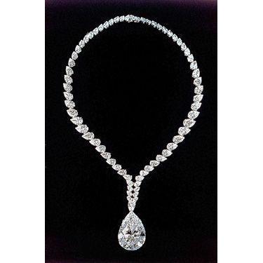 Wunderschöne Birnen-Diamant-Halskette 38 Karat Weißgold 14K - harrychadent.ch