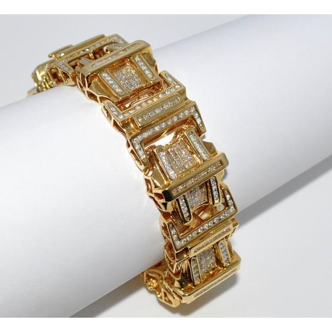 12 Karat kleine funkelnde Diamanten Herrenarmband 14K Gold Gelb - harrychadent.ch