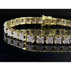 Schöne runde Form Diamant Herrenarmband 5,75 Karat 14K Gold