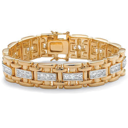 14 Karat Lünette Set Princess Schliff Diamanten Armband Zweifarbiges Gold 14K