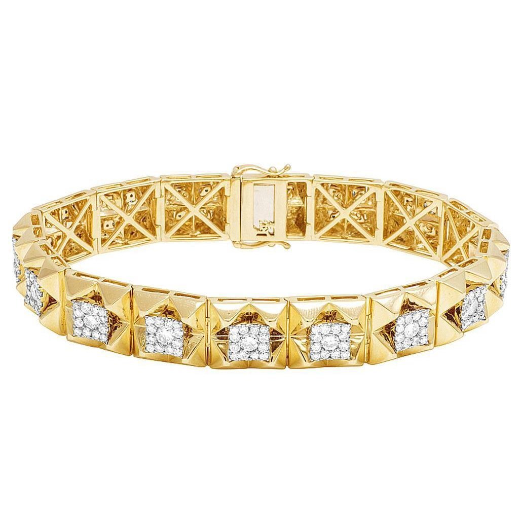 5 Karat Diamant Quadrat Herren Armband Gelbgold 14K - harrychadent.ch