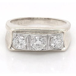 3 Steine Herren Verlobungsband 2,25 Karat Zinken Set Weißgold 14K