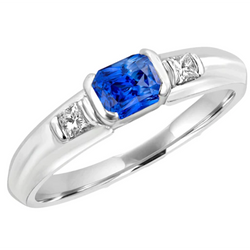 Edelstein Herrenring Prinzessin Diamant Goldbarren Set Blauer Saphir 1,75 Ct