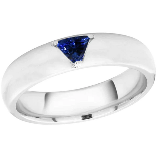 Herren-Edelsteinring Solitär Trillion Tiefblauer Saphir Schmuck 0,50 Ct