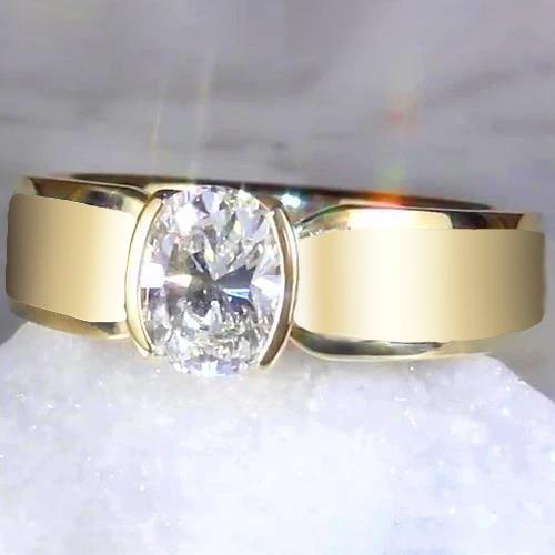 Herren Solitär Ring Oval Diamant 1,50 Karat Gelbgold Schmuck - harrychadent.ch