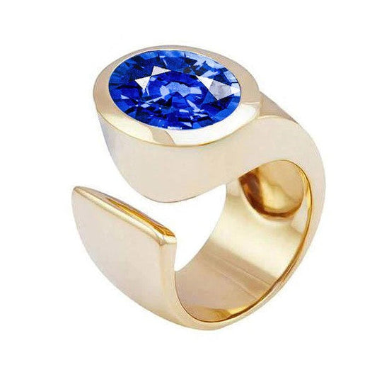 Solitär Ceylon Saphir Herrenring 2 Karat Hochzeitstag Schmuck