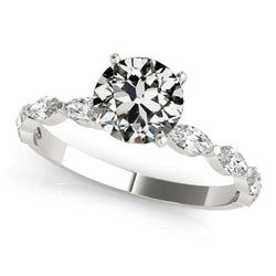 14K Gold Marquise & Runder alter Bergmann Diamant Jubiläumsring 4 Karat