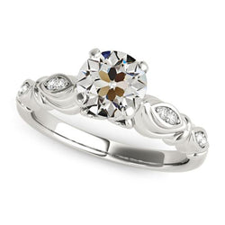 14K Gold Runder Altschliff Diamantring Krappen Set 3 Karat